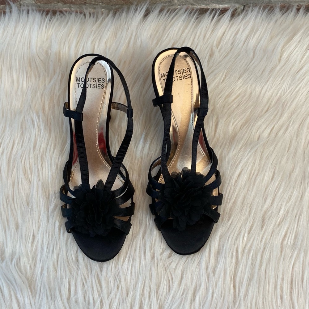 Mootsies Tootsies Black Strappy Slingback Heels, Size 6.5M - Picture 6 of 17